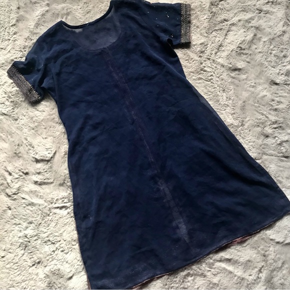 Women’s size 36 embroidered Kurti Tunic top polyester chiffon made in India - Picture 7 of 7